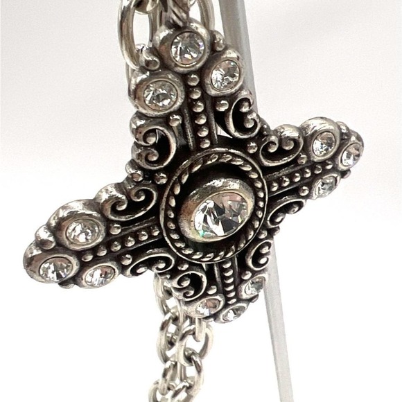 Brighton Chunky Cross Necklace Retired Glimmer Crystal Pendant Silver Tone 16" - Picture 5 of 9
